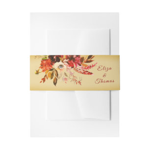 Herbst floral Gold gewaschene Einladung Bauchband Einladungsbanderole