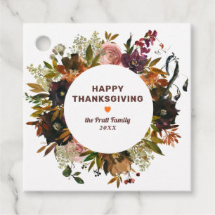 Herbst floral Happy Thanksgiving Geschenkanhänger