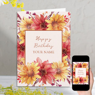 Herbst floral Personalisiert Geburtstag Karte
