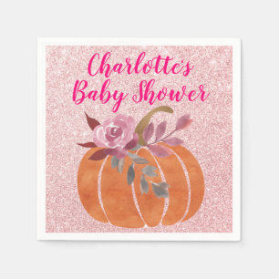 Herbst Floral Pumpkin Baby Dusche Rose Gold Serviette