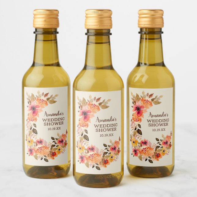 Herbst Floral Swai Mini Weinetikett (Flaschen)