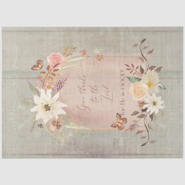 Herbst floraler Fall dank Grau Decoupage Seidenpapier (Vorderseite)