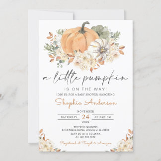Herbst floraler Fall ein wenig Pumpkin Baby Dusche Einladung