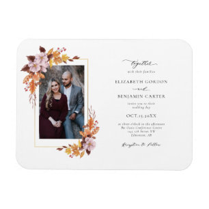 Herbst florales Hochzeitskript-Foto Magnet