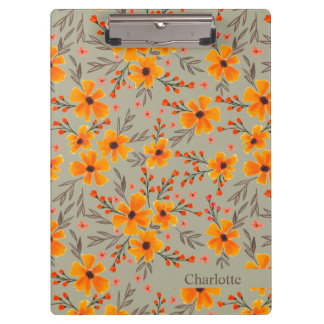 Herbst florales Muster Sage Green Klemmbrett