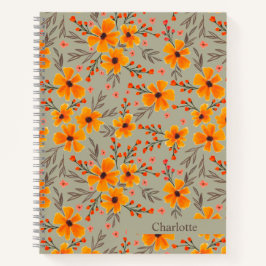 Herbst florales Muster Sage Green Notizbuch