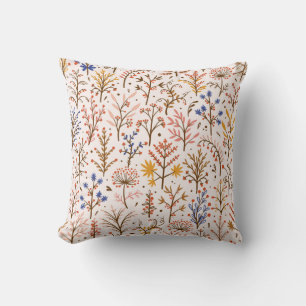 Herbst florales nahtloses Muster. Doodle-Pflanze,  Kissen