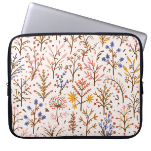 Herbst florales nahtloses Muster. Doodle-Pflanze,  Laptopschutzhülle