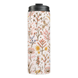 Herbst florales nahtloses Muster. Doodle-Pflanze, Thermosbecher