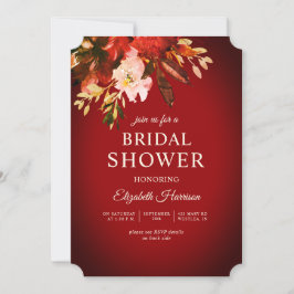 Herbst florales verbranntes Rotes Brautparty Einladung