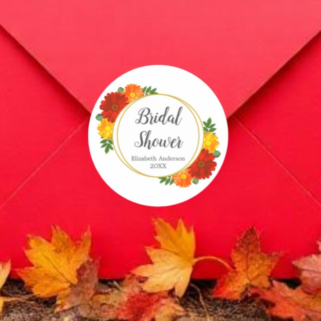Herbst-Florals-Brautparty Runder Aufkleber (Von Creator hochgeladen)