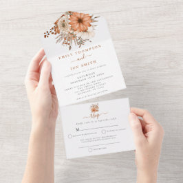 Herbst Florals Gastadressen Hochzeit All In One Einladung