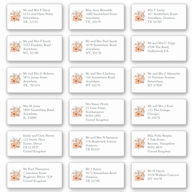 Herbst Florals Name des Empfängers Aufkleber (Vorderseite)