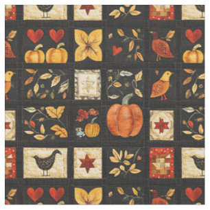 Herbst Folk Art Quilt Muster Rustikales Patchwor Stoff