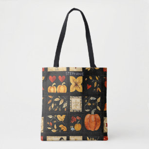 Herbst Folk Art Quilt Muster   Rustikales Patchwor Tasche