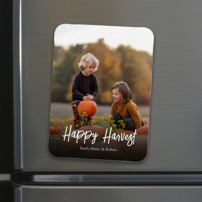 Herbst Foto Einfache Kalligrafie Happy Harvest Magnet (Von Creator hochgeladen)