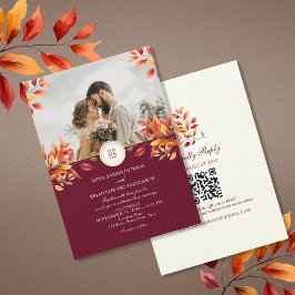 Herbst-Foto-QR-Code-Hochzeit Einladung