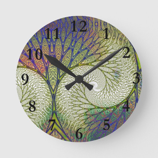 Herbst-Fraktal-Baum Runde Wanduhr (Vorderseite)