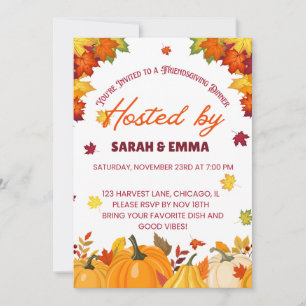 Herbst-Friendsgiving-Abendessen-Design Einladung