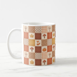 Herbst-Fuchs-Kürbis-Pilz-Patchwork-Muster Kaffeetasse