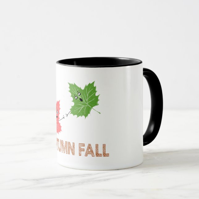 Herbst Funny Maple Leaf Joke Cartoon Design Tasse (VorderseiteRechts)