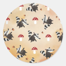 Herbst Funny Niedlich Badger Toadstocker Runder Aufkleber