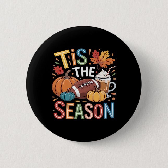 Herbst-Fußball-Herbst-Pumpkaffee Lover Button (Vorderseite)