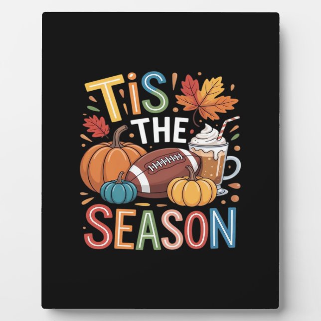 Herbst-Fußball-Herbst-Pumpkaffee Lover Fotoplatte (Vorderseite)