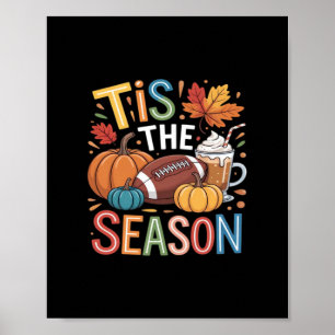 Herbst-Fußball-Herbst-Pumpkaffee Lover Poster
