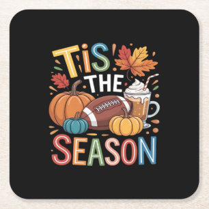 Herbst-Fußball-Herbst-Pumpkaffee Lover Rechteckiger Pappuntersetzer