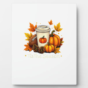 Herbst-Fußball ist die Saison Kürbis Herbst Kaffee Fotoplatte