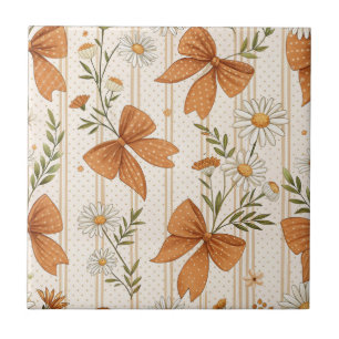 Herbst-Gänseblümchen- und Schleifen-Blumenmuster Fliese