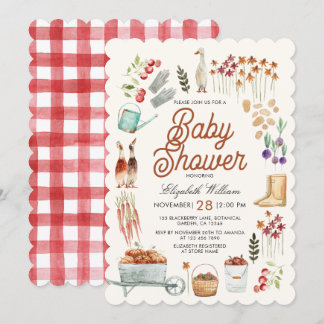 Herbst-Garten-Elemente Baby Shower Einladung
