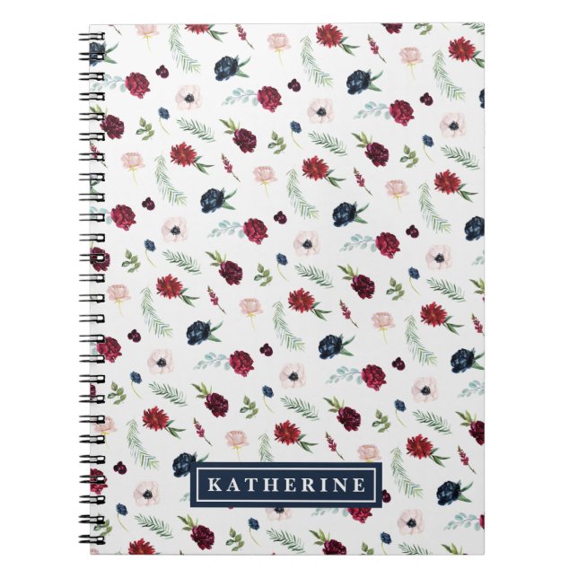 Herbst-Garten Muster Personalisierte Spirale Noteb Notizblock (Vorderseite)