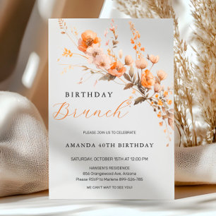 Herbst Geburtstag Brunch Einladung - Herbst Blumen