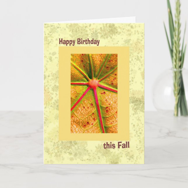 Herbst Geburtstag, Gelb und Gold Karte (Vorderseite)