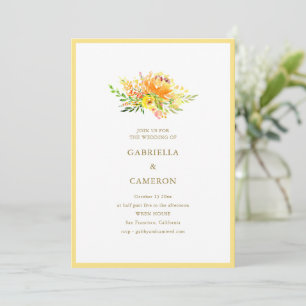 Herbst Gelb Orange Aquarell Florale Hochzeit Einladung