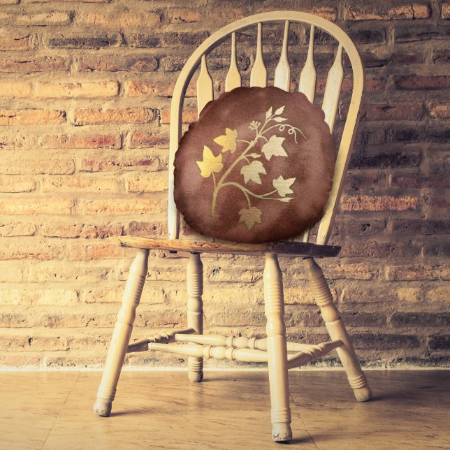 Herbst gemütliche samtene Herbstfarben und Weingär Rundes Kissen (Von Creator hochgeladen)