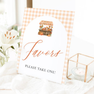 Herbst-Gingham-Favor-Schild 'Fresh Off The Market' Sockelschild