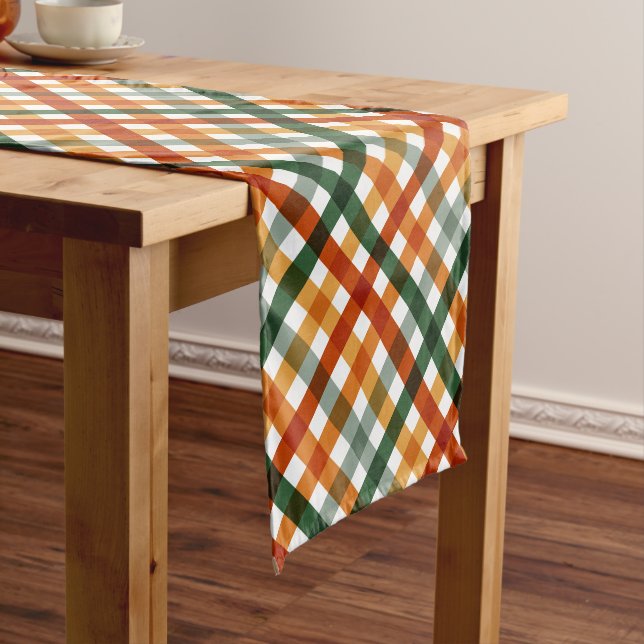 Herbst Gingham Herbst Kurzer Tischläufer (Beispiel)