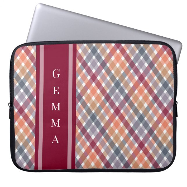 Herbst-Gingham Laptopschutzhülle (Vorderseite)
