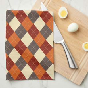 Herbst-Gingham-Muster  Geschirrtuch