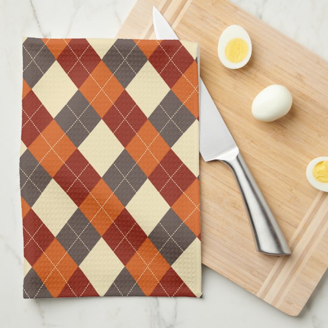 Herbst-Gingham-Muster  Geschirrtuch (Viertel Falte)