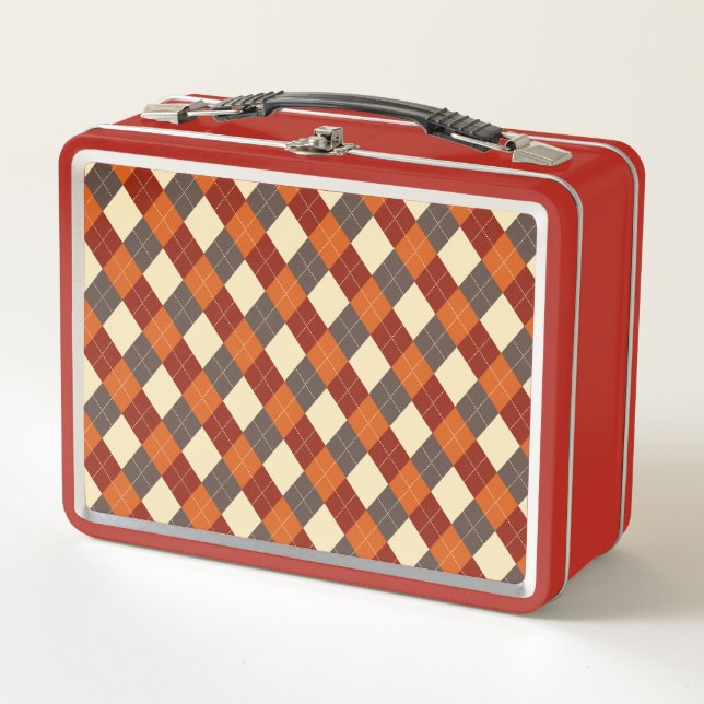 Herbst-Gingham-Muster Metall Brotdose (Vorderseite)