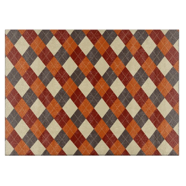 Herbst-Gingham-Muster Schneidebrett (Vorderseite)