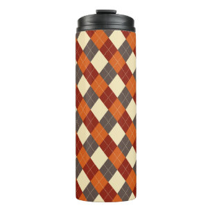 Herbst-Gingham-Muster Thermosbecher