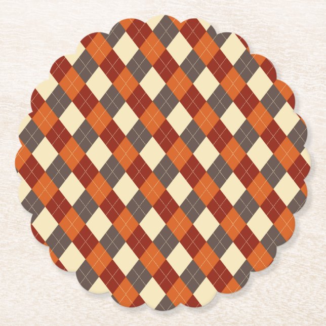 Herbst-Gingham-Muster Untersetzer (Vorderseite)