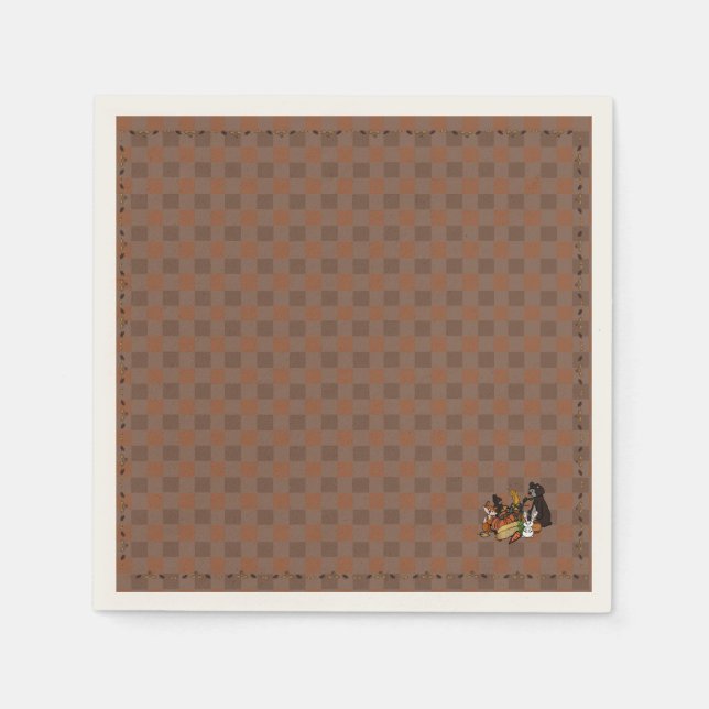 Herbst-Gingham-Standard-Papier-Servietten Serviette (Vorderseite)