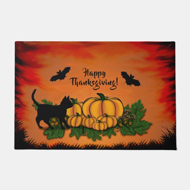 Herbst, glückliches Erntedankfest mit Bat und schw Fußmatte (Vorderseite)