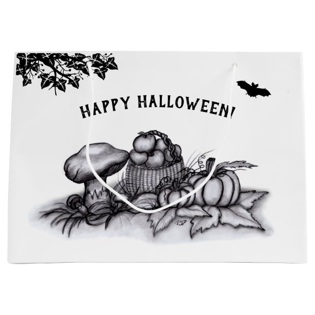Herbst, glückliches Halloween! Große Geschenktüte (Vorderseite)